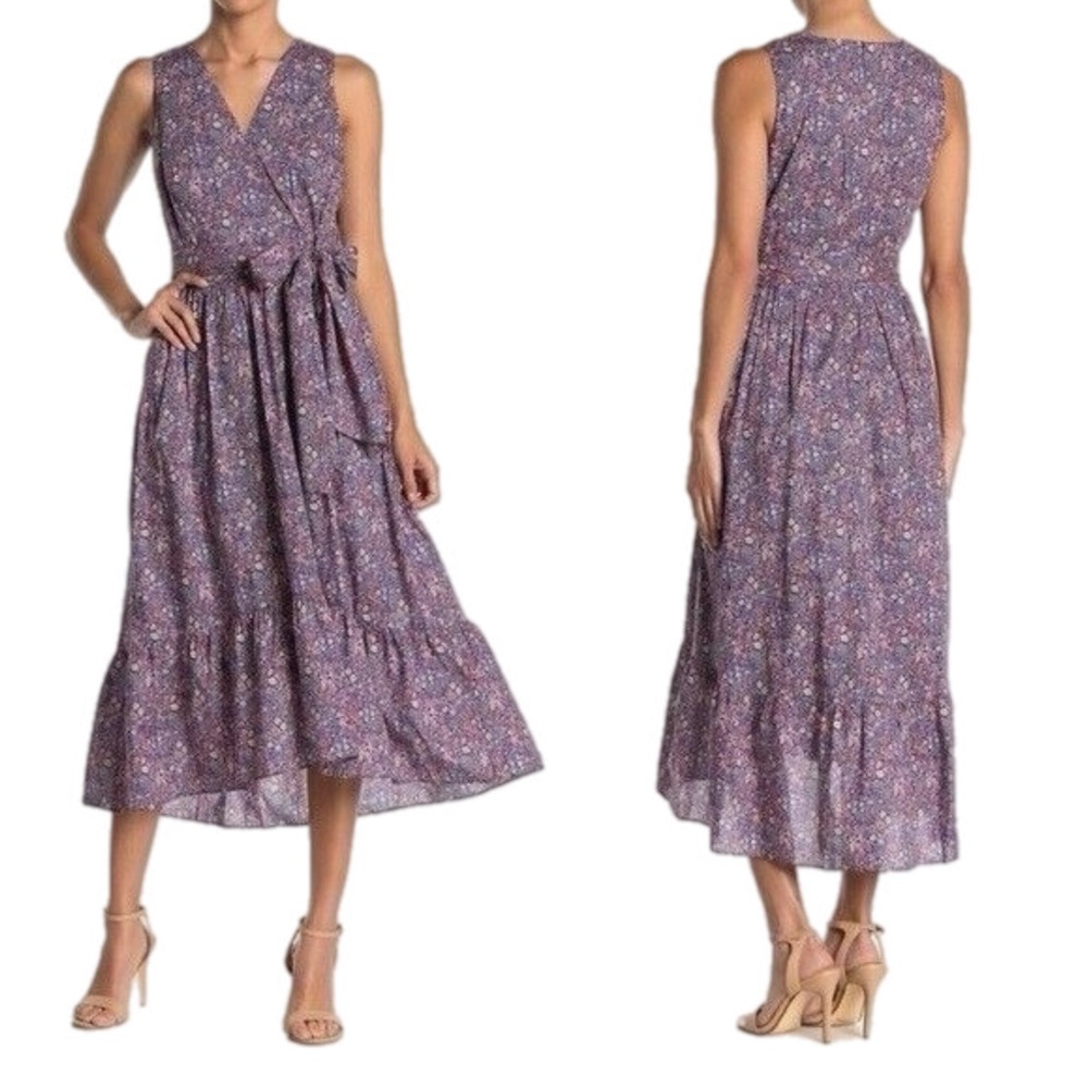 J.Crew x Liberty of London Kayoko Floral Sleeveless Faux Wrap Dress